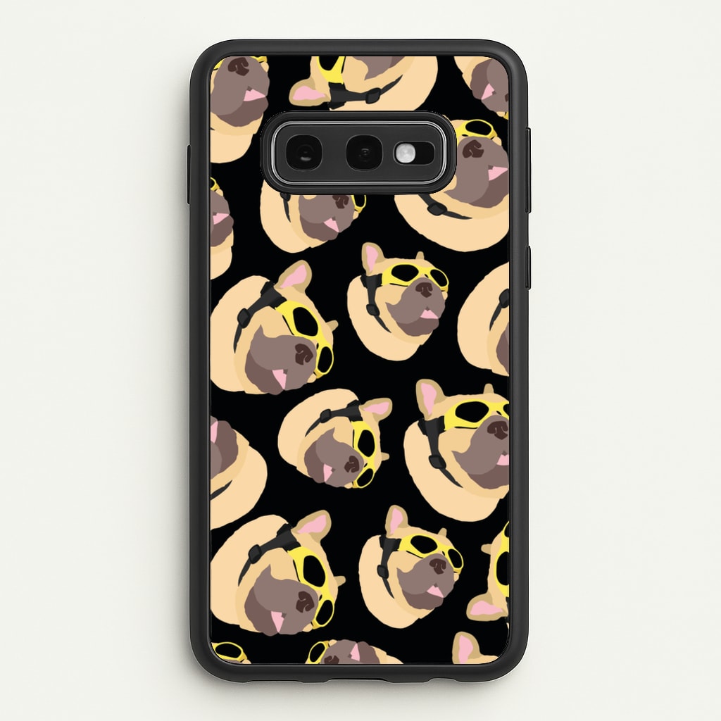 Frenchie With Goggles Pattern - Dog Patterns Phone Case for Galaxy S10e