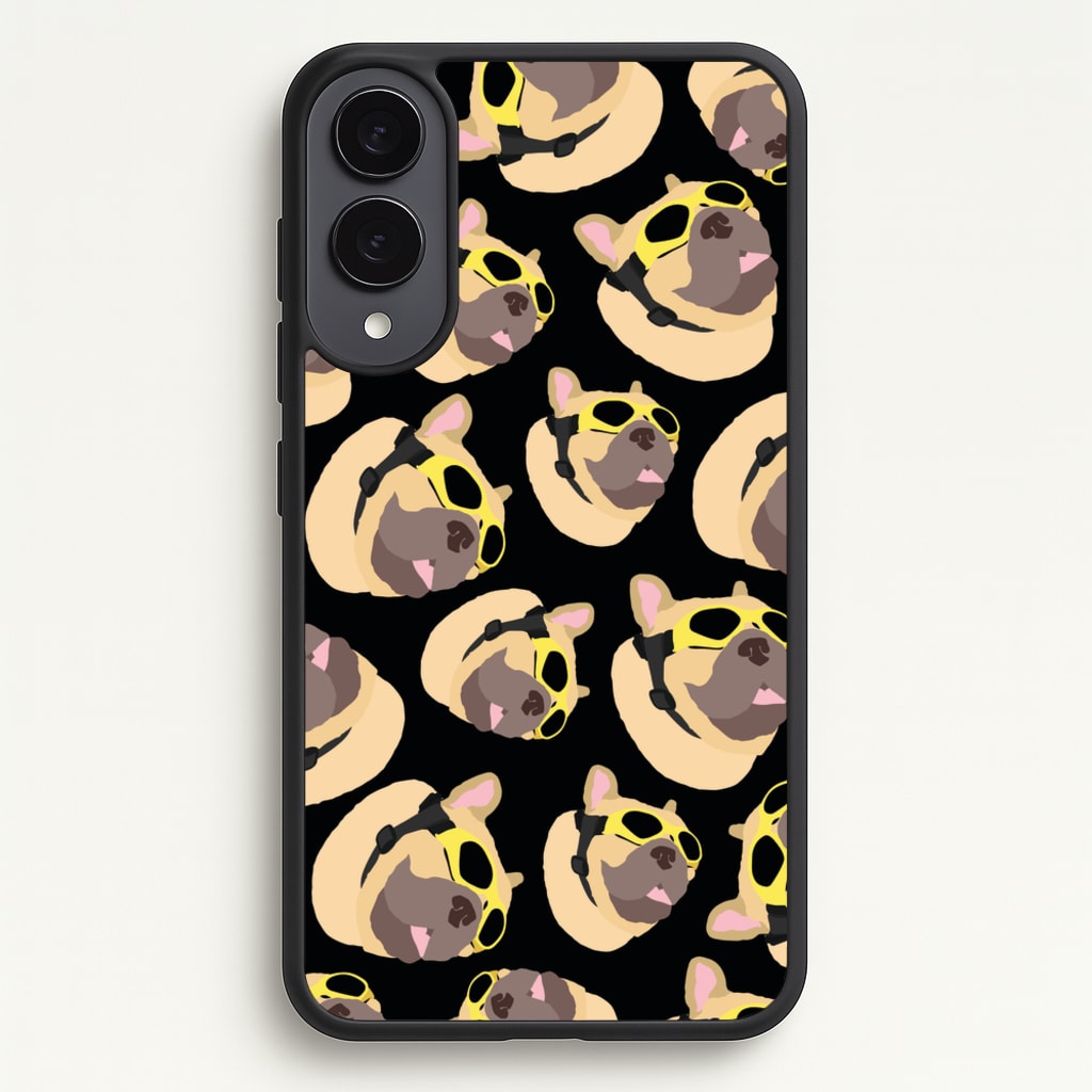 Frenchie With Goggles Pattern - Dog Patterns Phone Case for Galaxy S25 Edge