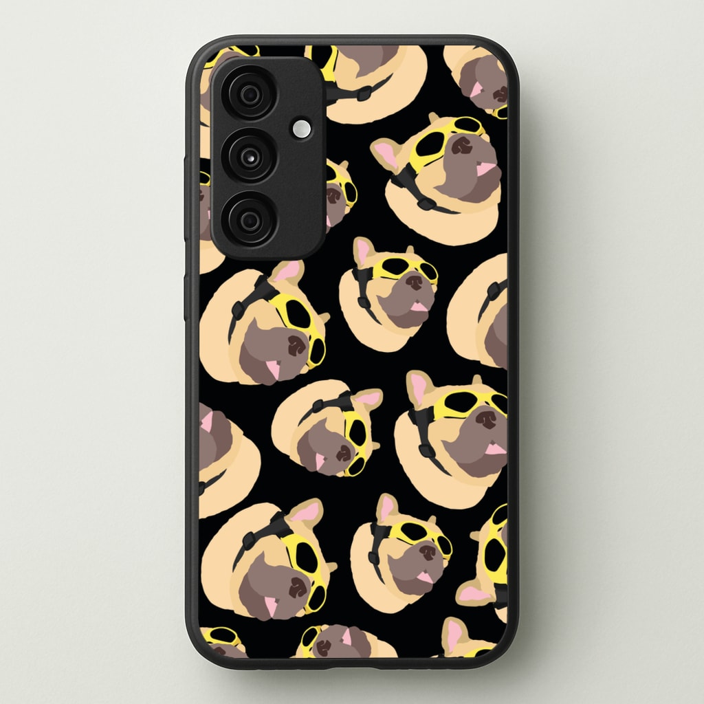 Frenchie With Goggles Pattern - Dog Patterns Phone Case for Galaxy A35