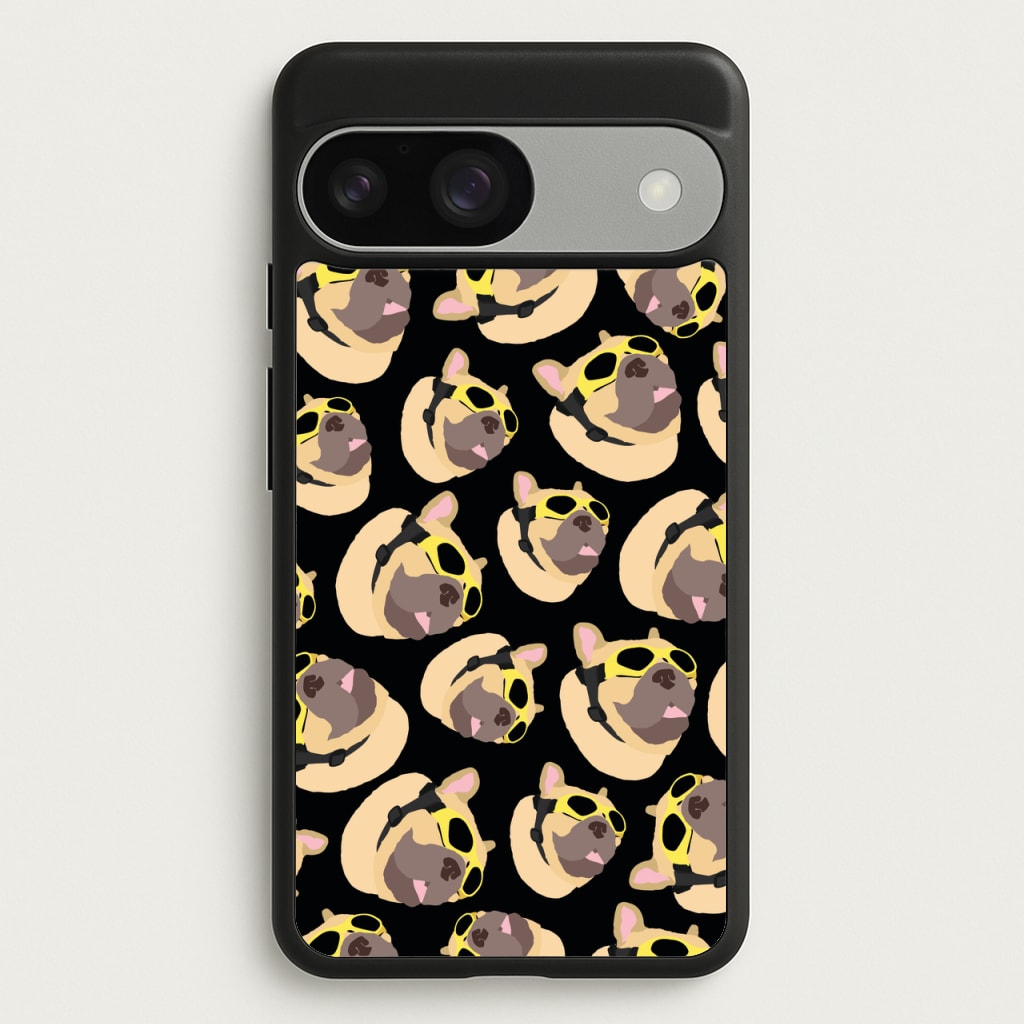 Frenchie With Goggles Pattern - Dog Patterns Phone Case for Google Pixel 9 / 9 Pro