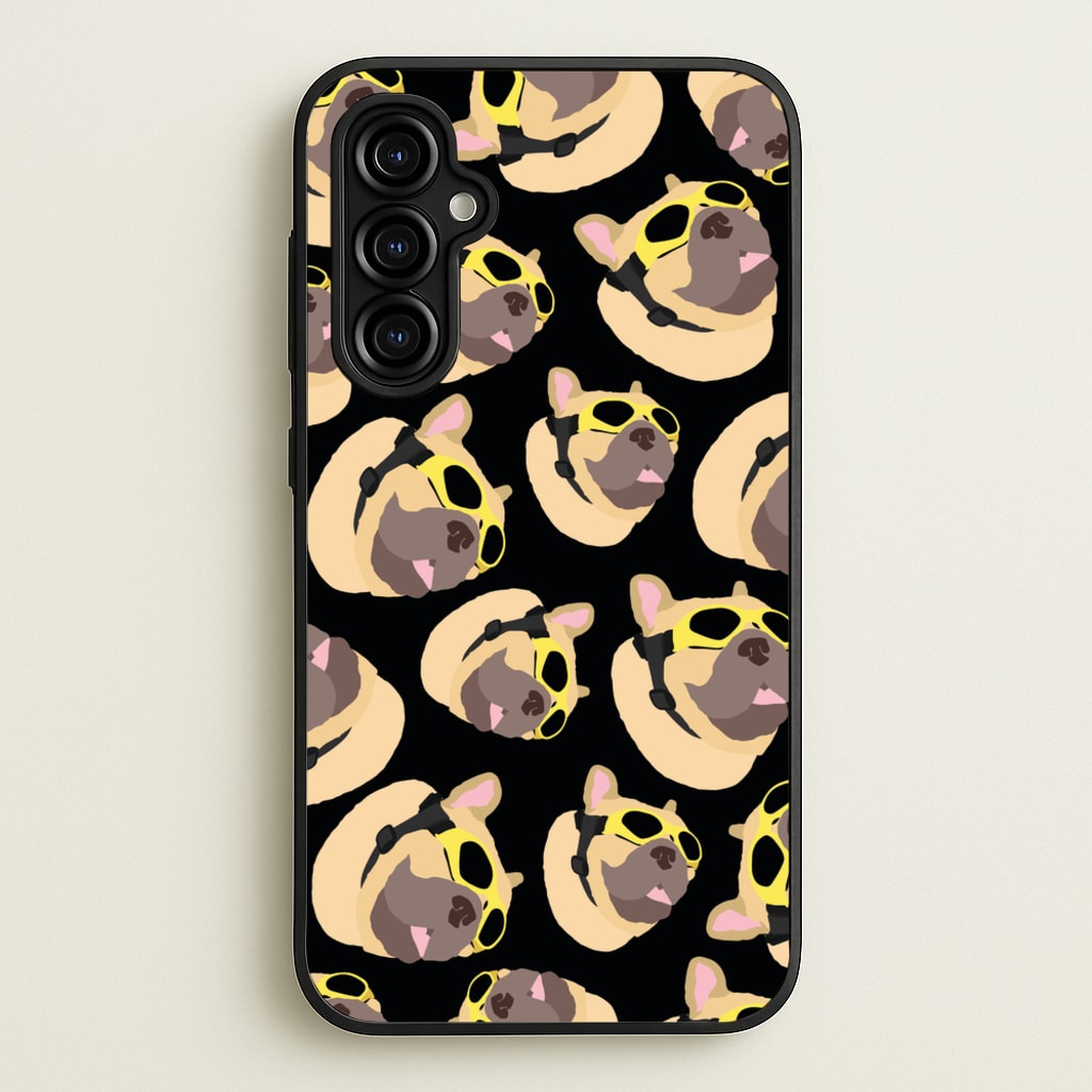 Frenchie With Goggles Pattern - Dog Patterns Phone Case for Galaxy A54