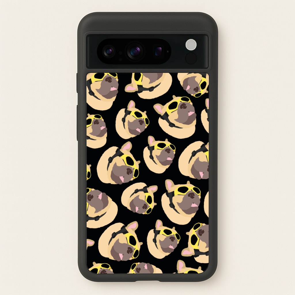 Frenchie With Goggles Pattern - Dog Patterns Phone Case for Google Pixel 8 Pro