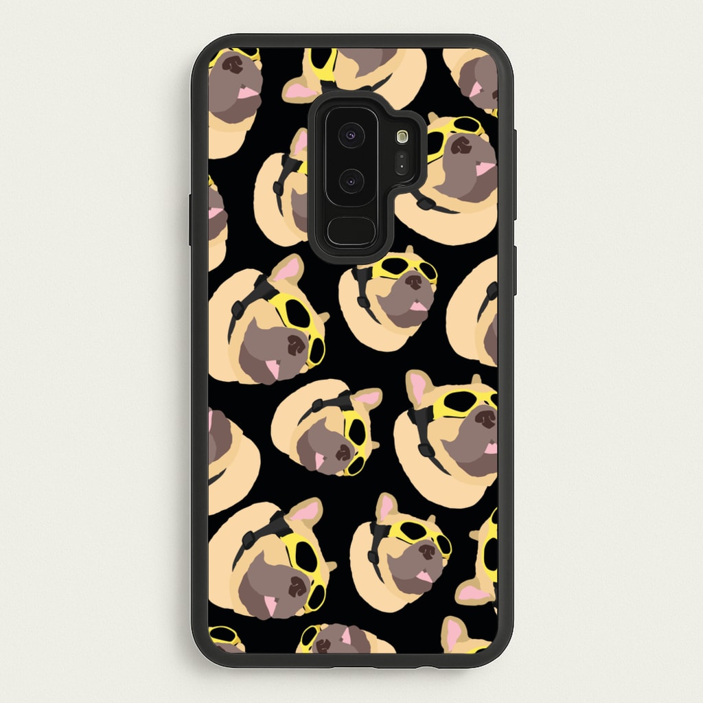 Frenchie With Goggles Pattern - Dog Patterns Phone Case for Galaxy S9 Plus