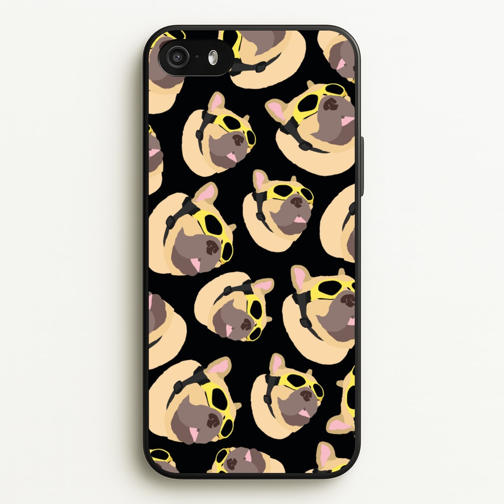 Frenchie With Goggles Pattern - Dog Patterns Phone Case for iPhone 5 / 5s / SE 2016