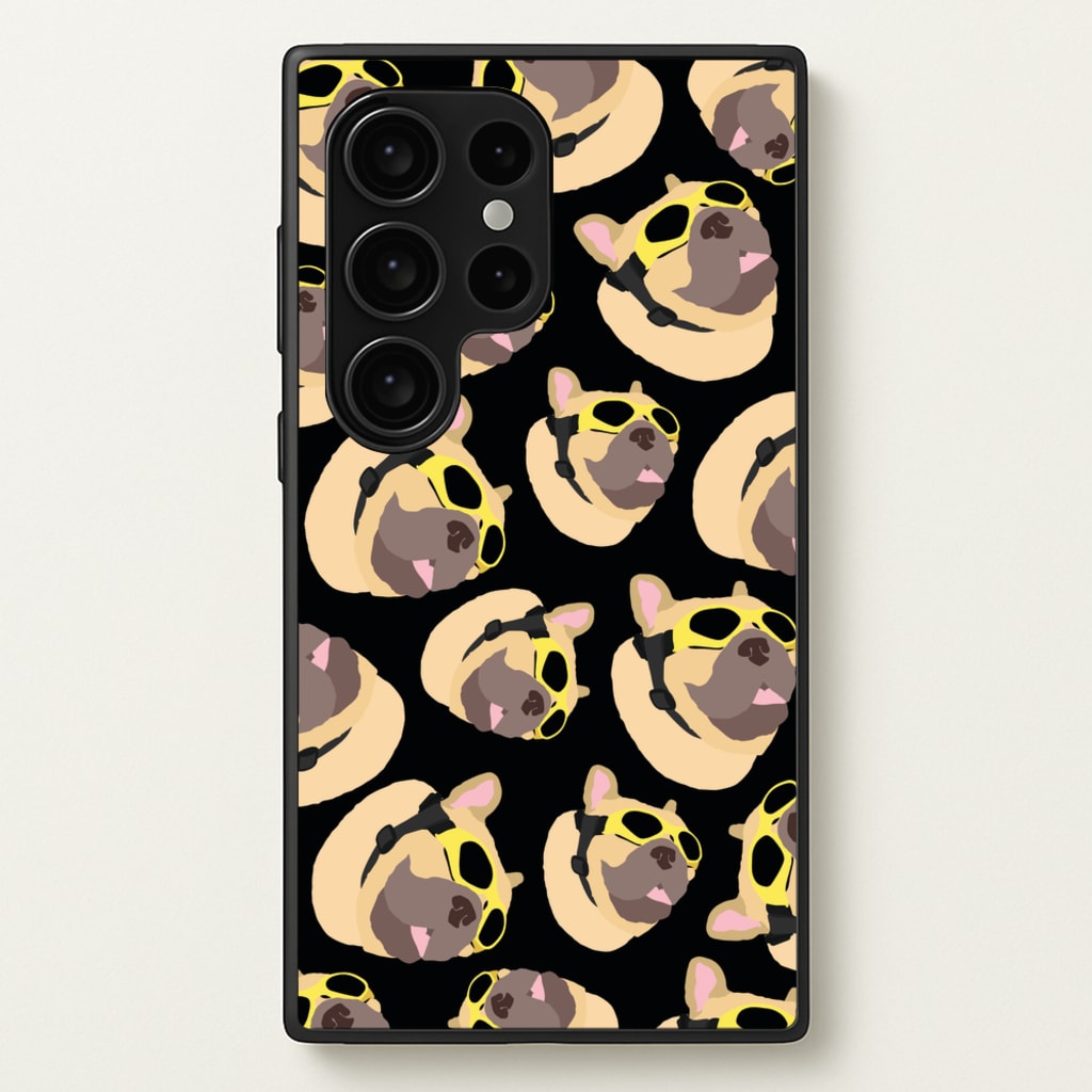 Frenchie With Goggles Pattern - Dog Patterns Phone Case for Galaxy S24 Ultra