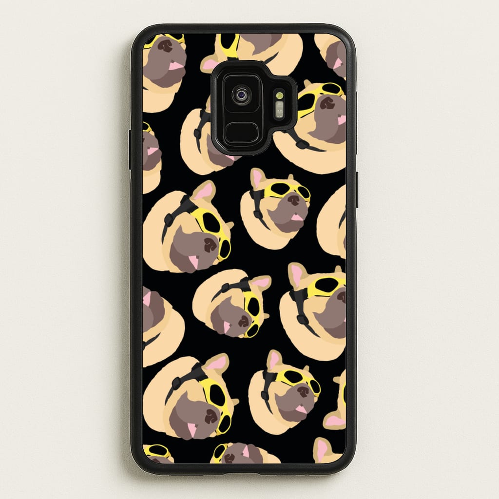 Frenchie With Goggles Pattern - Dog Patterns Phone Case for Galaxy S9