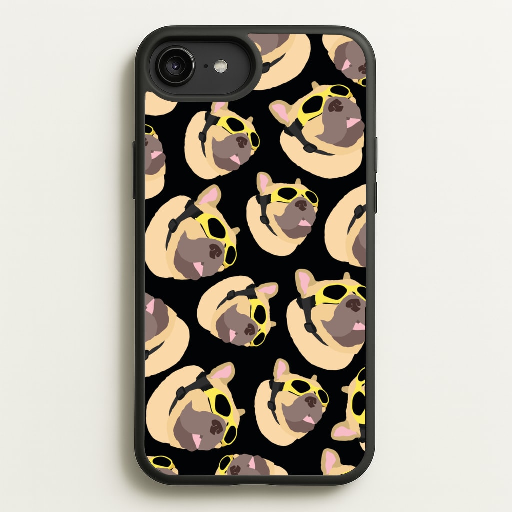 Frenchie With Goggles Pattern - Dog Patterns Phone Case for iPhone 6 Plus / 7 Plus / 8 Plus