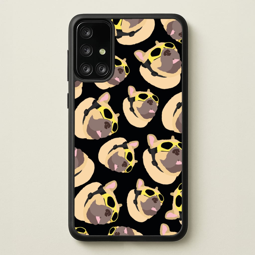 Frenchie With Goggles Pattern - Dog Patterns Phone Case for Galaxy A71