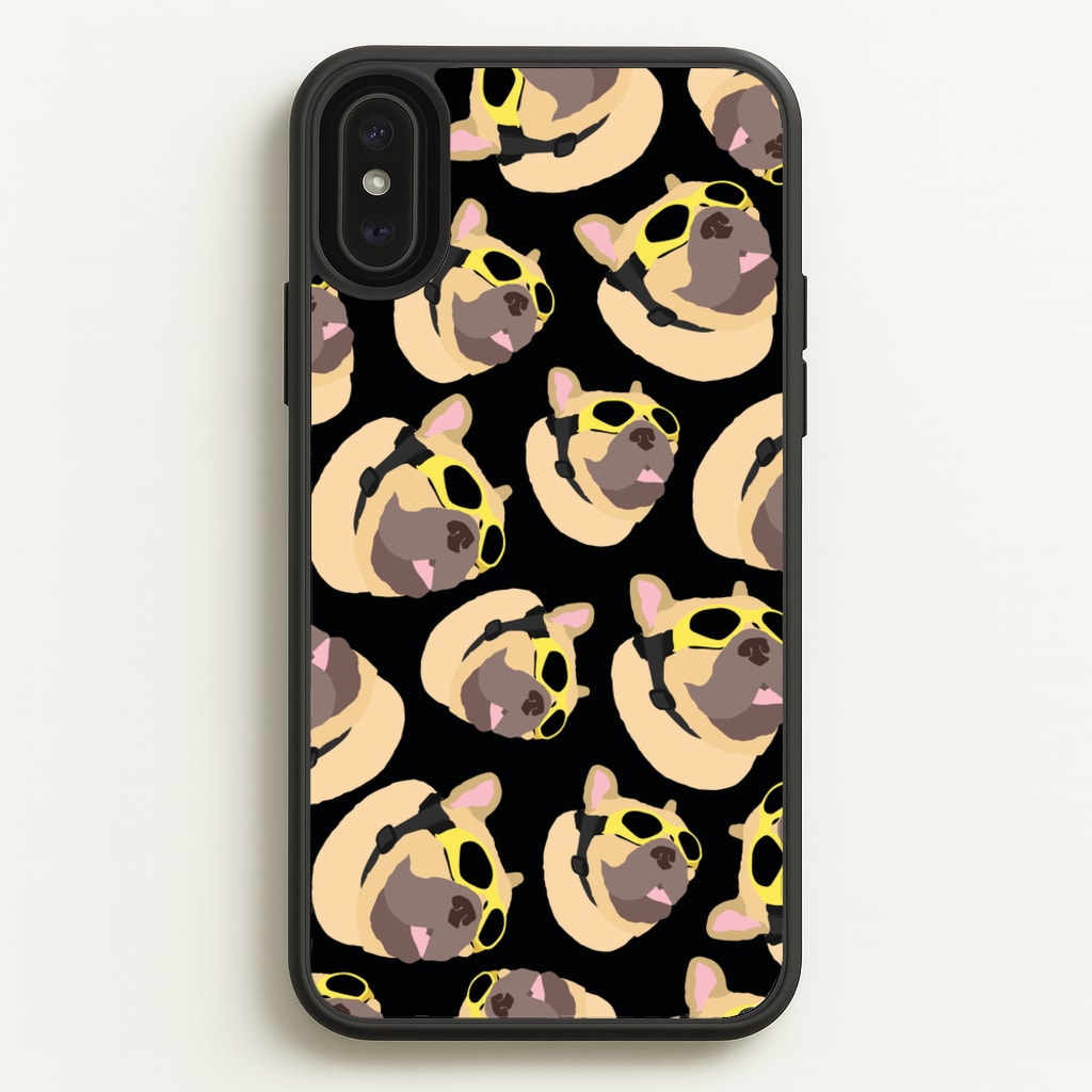Frenchie With Goggles Pattern - Dog Patterns Phone Case for iPhone XS Max