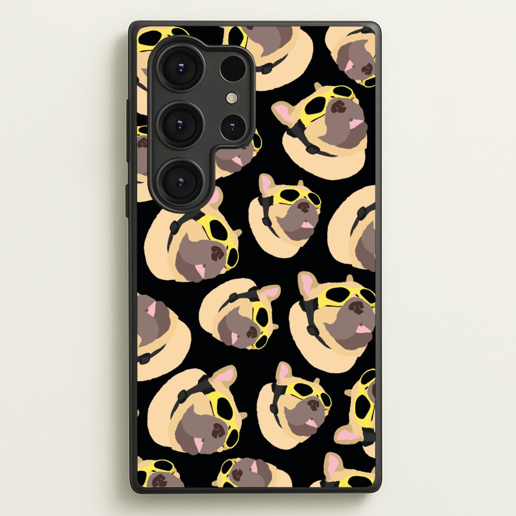 Frenchie With Goggles Pattern - Dog Patterns Phone Case for Galaxy S25 Ultra