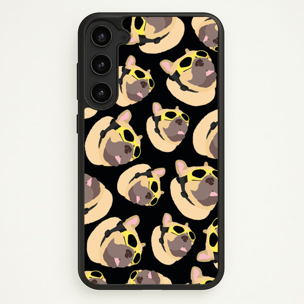 Frenchie With Goggles Pattern - Dog Patterns Phone Case for Galaxy S23 Plus