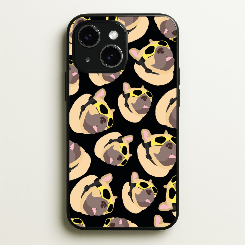 Frenchie With Goggles Pattern - Dog Patterns Phone Case for iPhone 14
