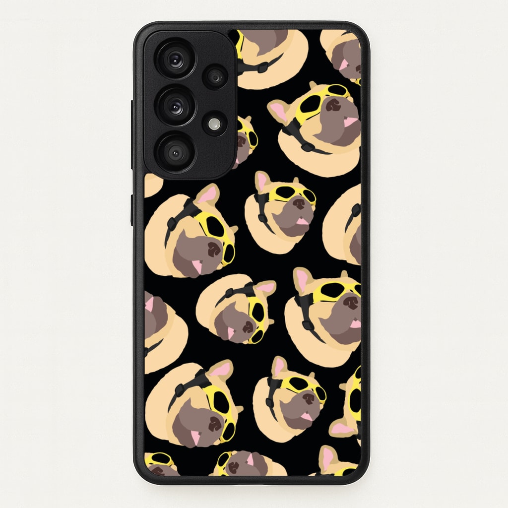 Frenchie With Goggles Pattern - Dog Patterns Phone Case for Galaxy A53
