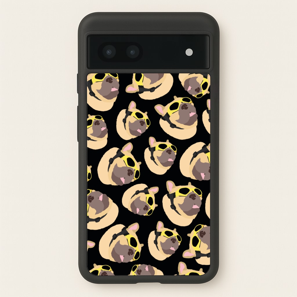 Frenchie With Goggles Pattern - Dog Patterns Phone Case for Google Pixel 7a