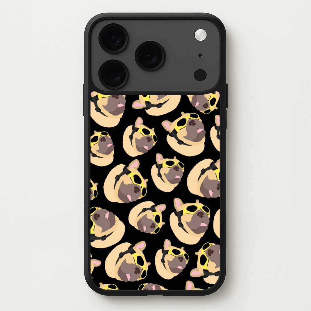 Frenchie With Goggles Pattern Phone Case for iPhone 17 Pro Max