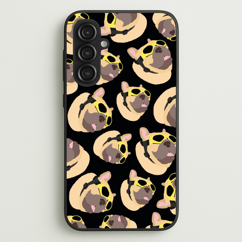 Frenchie With Goggles Pattern - Dog Patterns Phone Case for Galaxy S23FE
