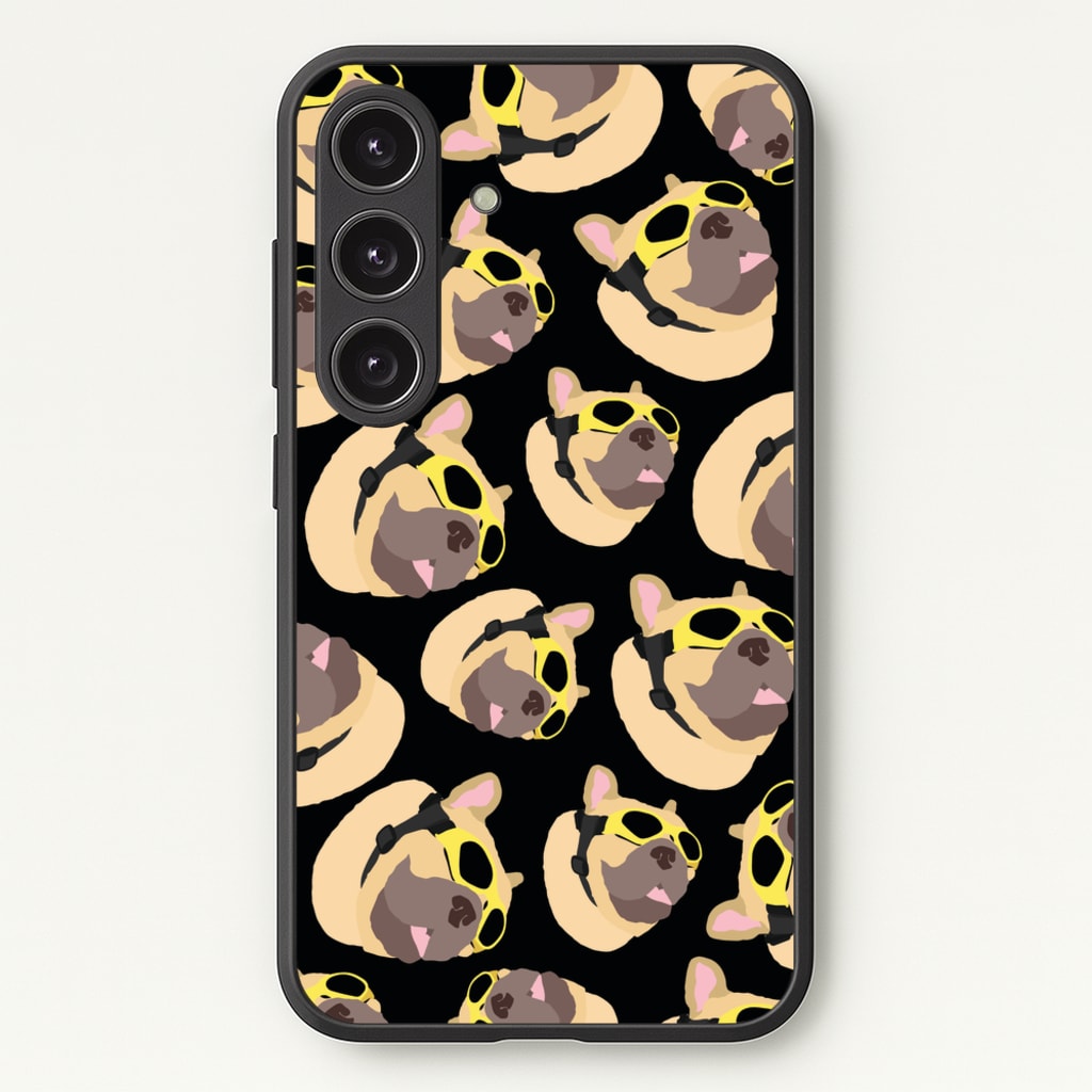 Frenchie With Goggles Pattern - Dog Patterns Phone Case for Galaxy S24