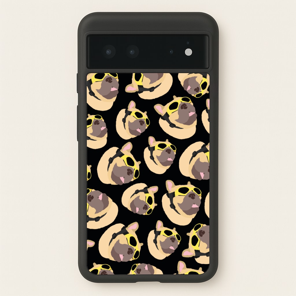 Frenchie With Goggles Pattern - Dog Patterns Phone Case for Google Pixel 6
