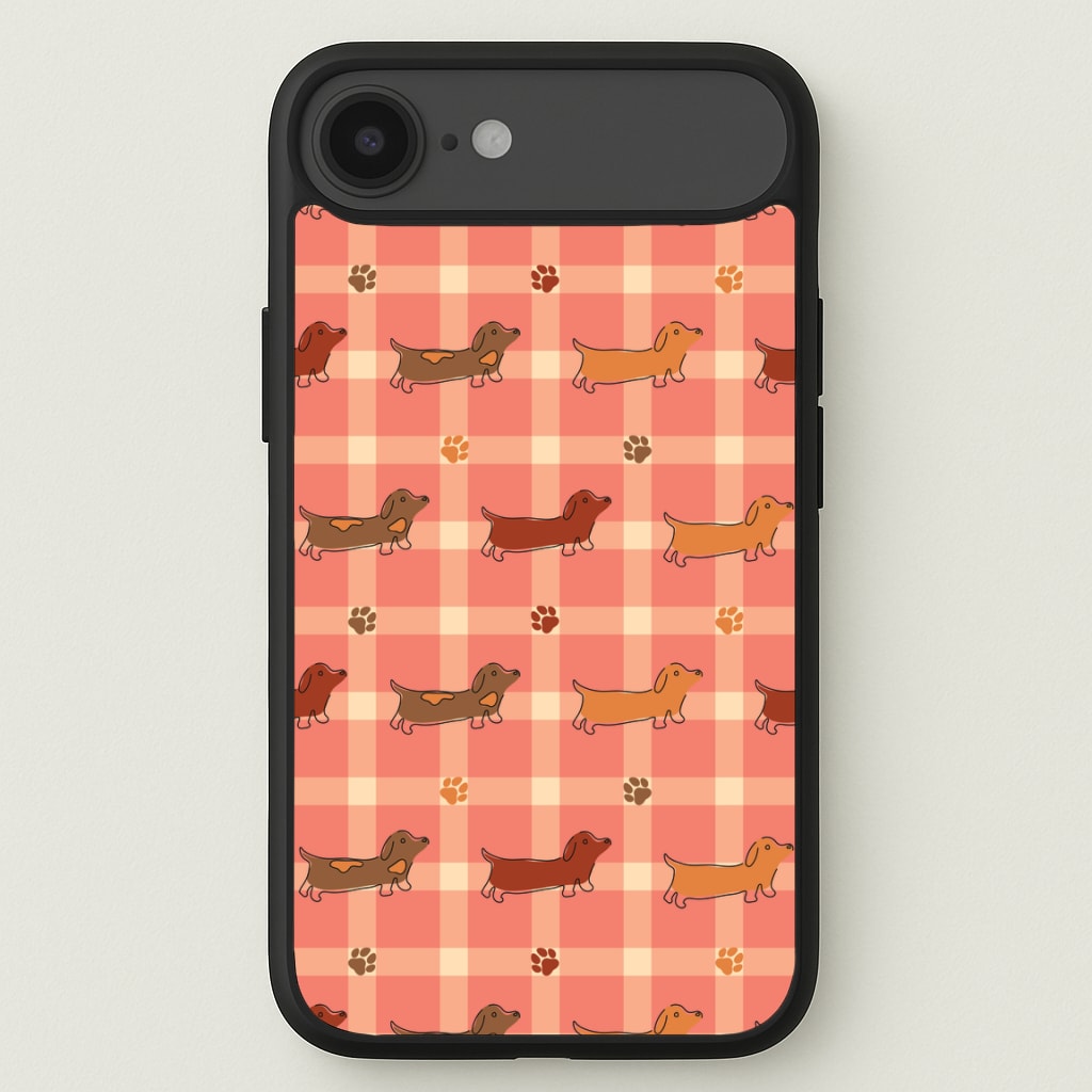 Tartan Dachshunds And Paws Pattern Phone Case for iPhone 17 Air