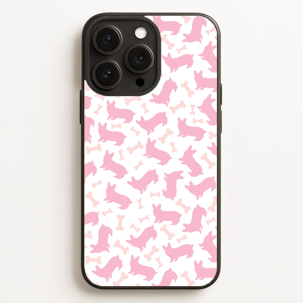 Pink Corgi Silhouette Pattern - Dog Patterns Phone Case for iPhone 16 Pro Max