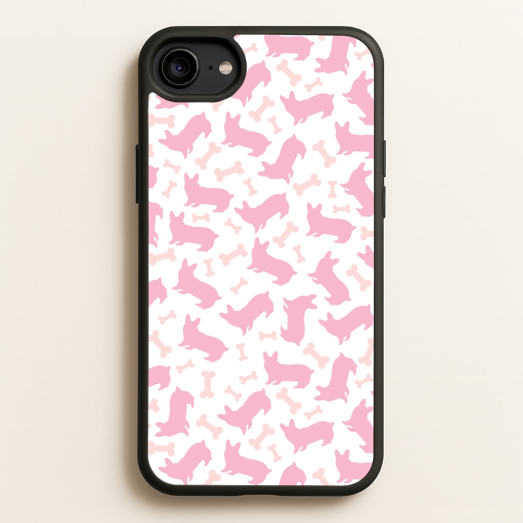 Pink Corgi Silhouette Pattern - Dog Patterns Phone Case for iPhone 6 / 7 / 8 / SE