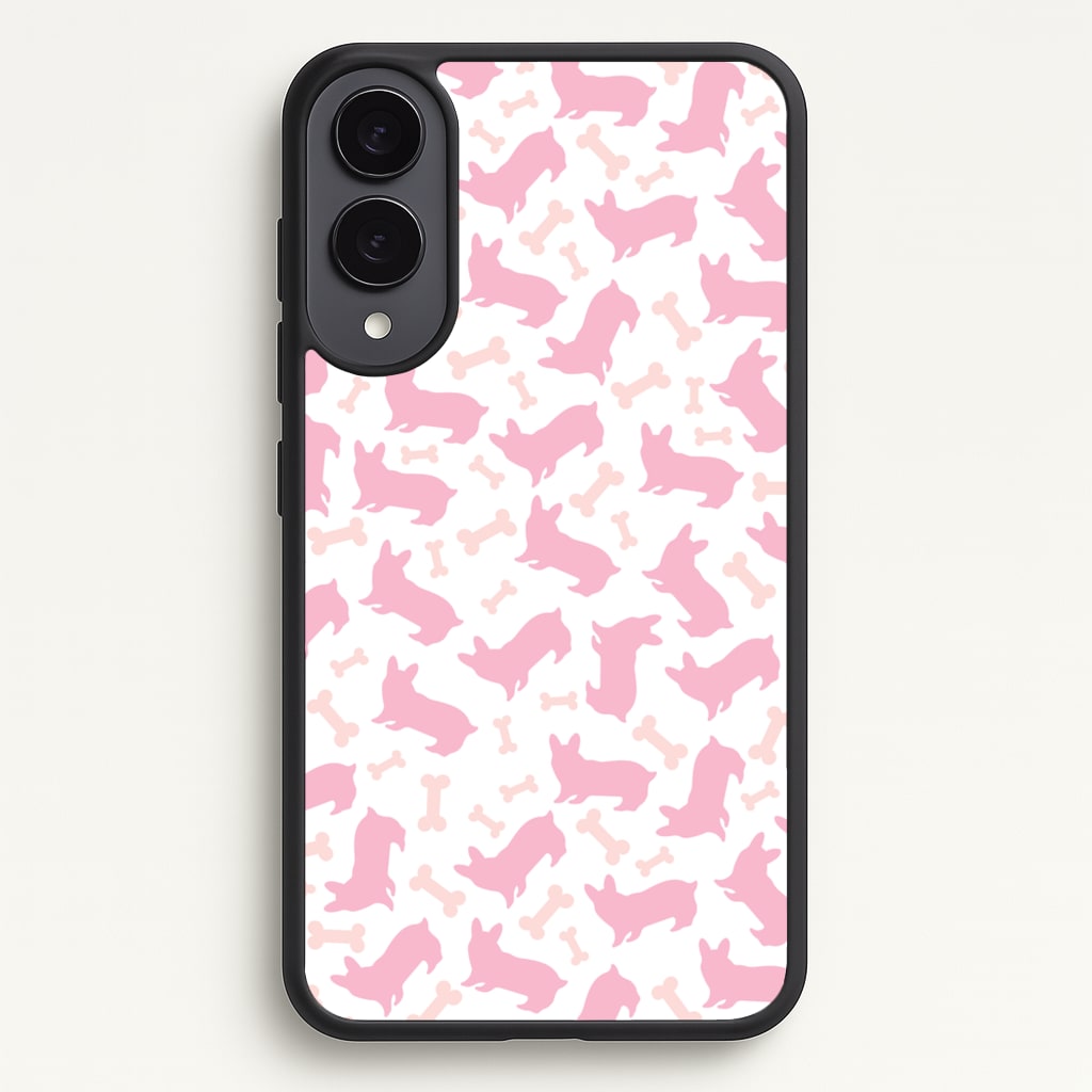 Pink Corgi Silhouette Pattern - Dog Patterns Phone Case for Galaxy S25 Edge