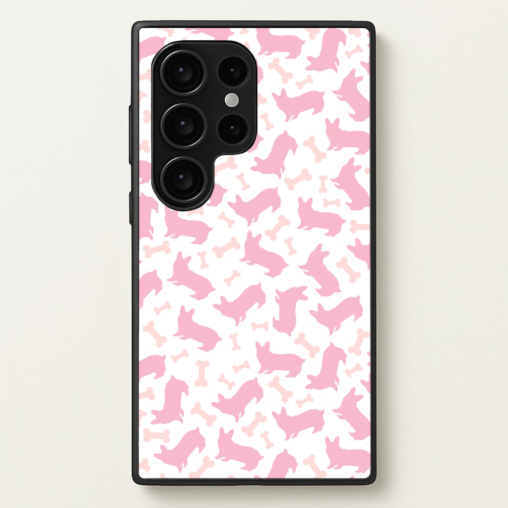 Pink Corgi Silhouette Pattern - Dog Patterns Phone Case for Galaxy S24 Ultra