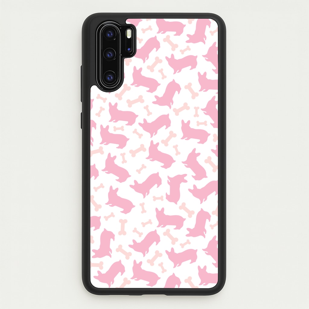 Pink Corgi Silhouette Pattern - Dog Patterns Phone Case for Huawei P30 Pro