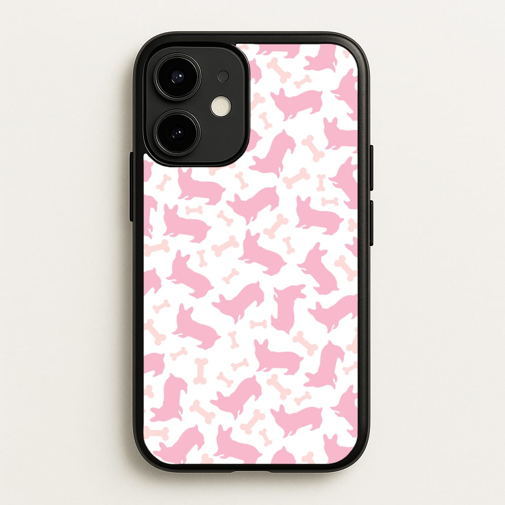 Pink Corgi Silhouette Pattern - Dog Patterns Phone Case for iPhone 12 / 12 Pro