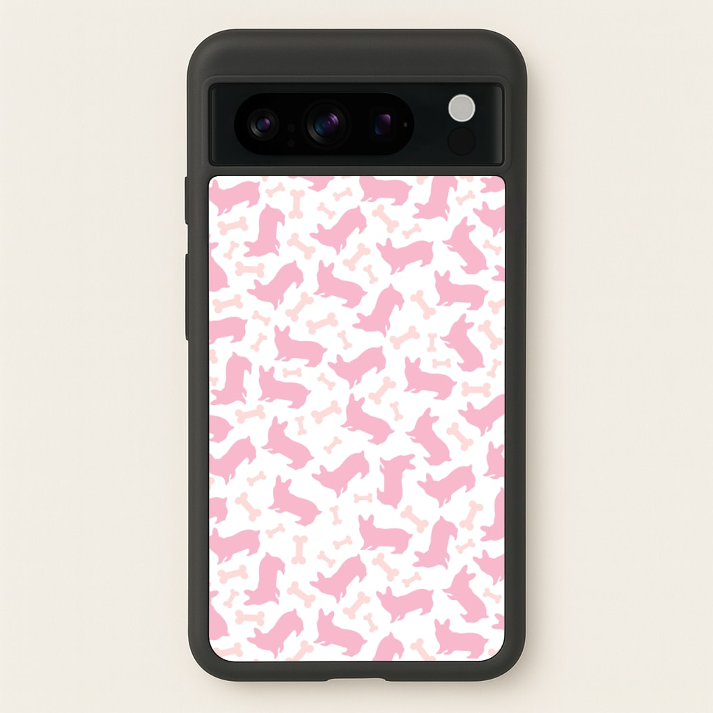 Pink Corgi Silhouette Pattern - Dog Patterns Phone Case for Google Pixel 8 Pro