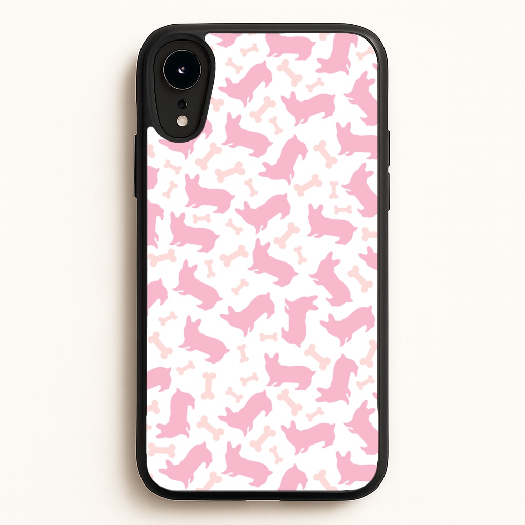 Pink Corgi Silhouette Pattern - Dog Patterns Phone Case for iPhone XR