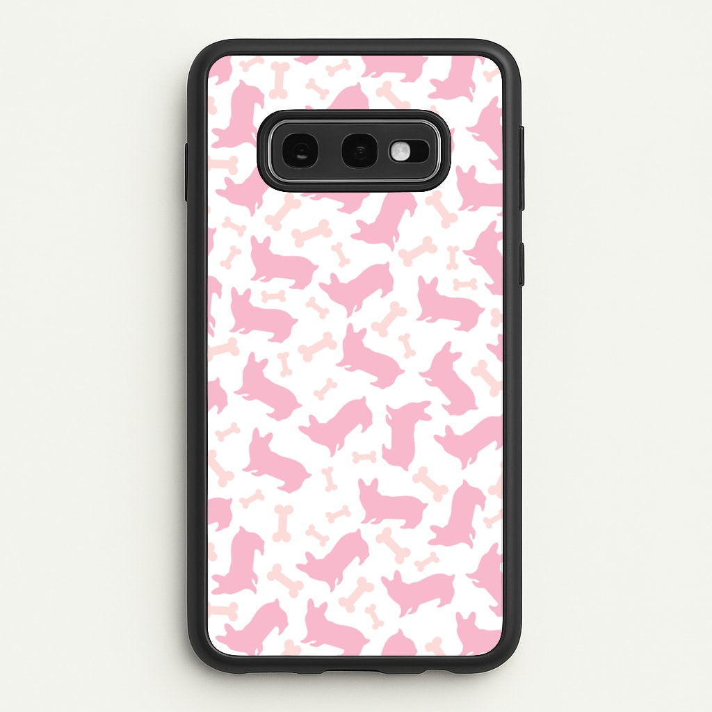 Pink Corgi Silhouette Pattern - Dog Patterns Phone Case for Galaxy S10e