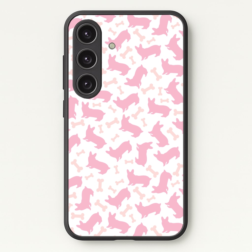 Pink Corgi Silhouette Pattern - Dog Patterns Phone Case for Galaxy S24FE