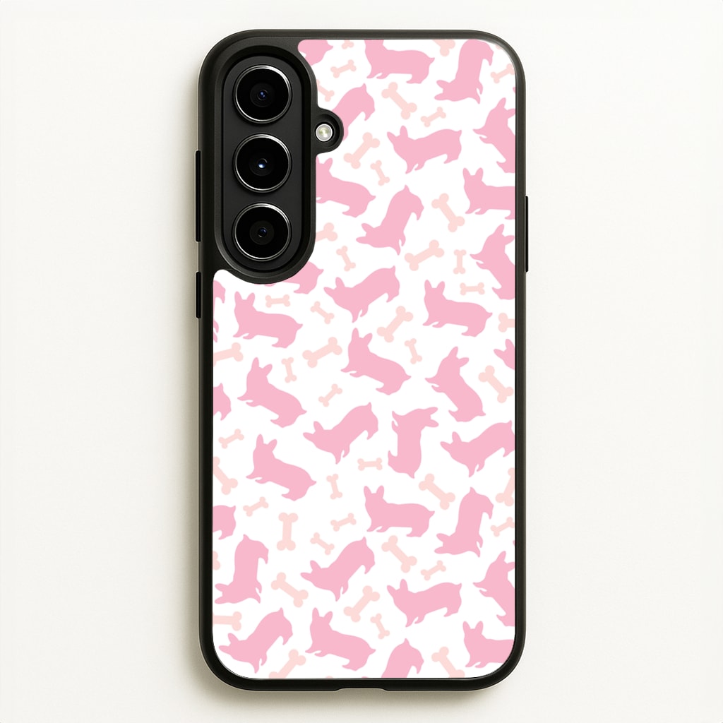Pink Corgi Silhouette Pattern - Dog Patterns Phone Case for Galaxy A56