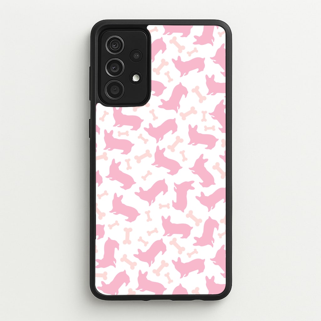 Pink Corgi Silhouette Pattern - Dog Patterns Phone Case for Galaxy A52 / A52s
