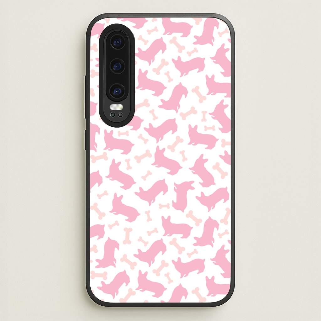 Pink Corgi Silhouette Pattern - Dog Patterns Phone Case for Huawei P30