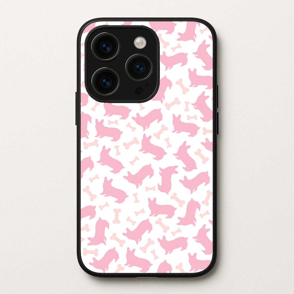 Pink Corgi Silhouette Pattern - Dog Patterns Phone Case for iPhone 14 Pro