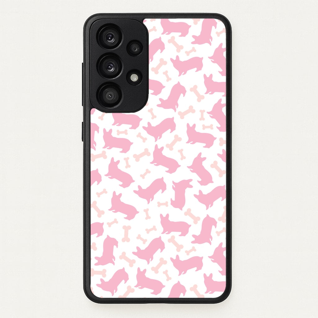 Pink Corgi Silhouette Pattern - Dog Patterns Phone Case for Galaxy A33