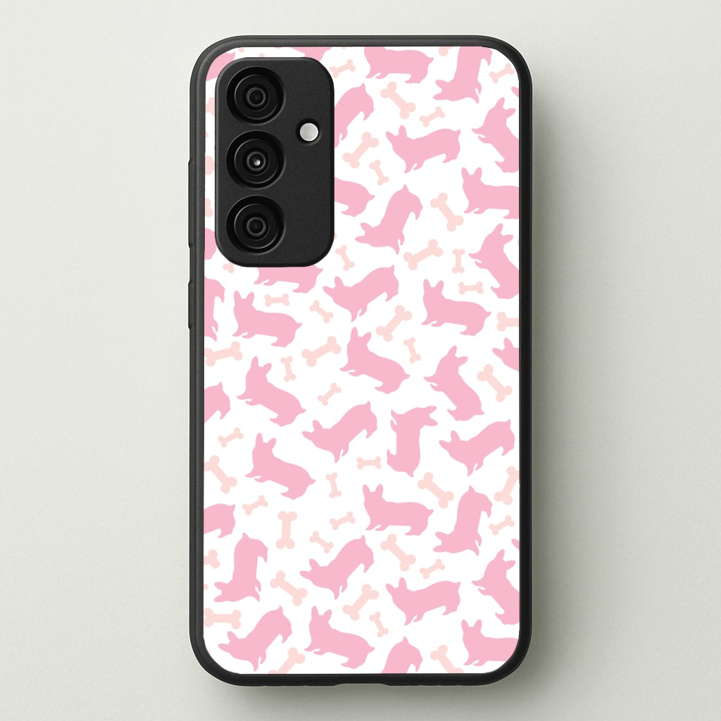 Pink Corgi Silhouette Pattern - Dog Patterns Phone Case for Galaxy A15