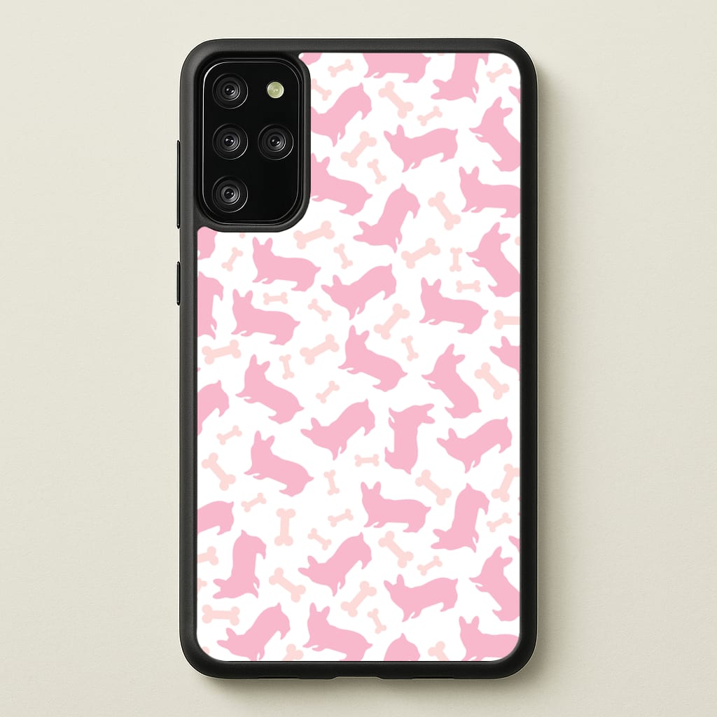 Pink Corgi Silhouette Pattern - Dog Patterns Phone Case for Galaxy S20 Plus