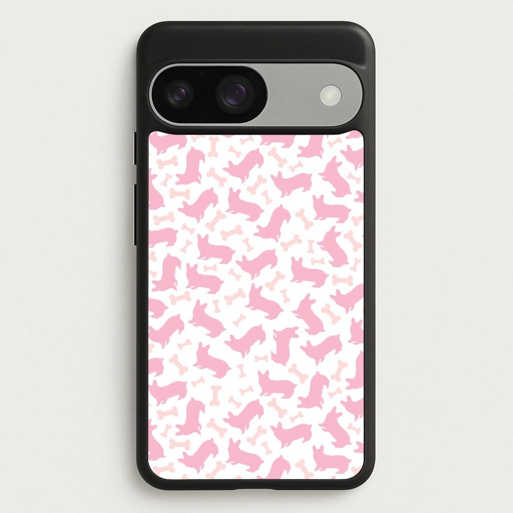Pink Corgi Silhouette Pattern - Dog Patterns Phone Case for Google Pixel 9 / 9 Pro