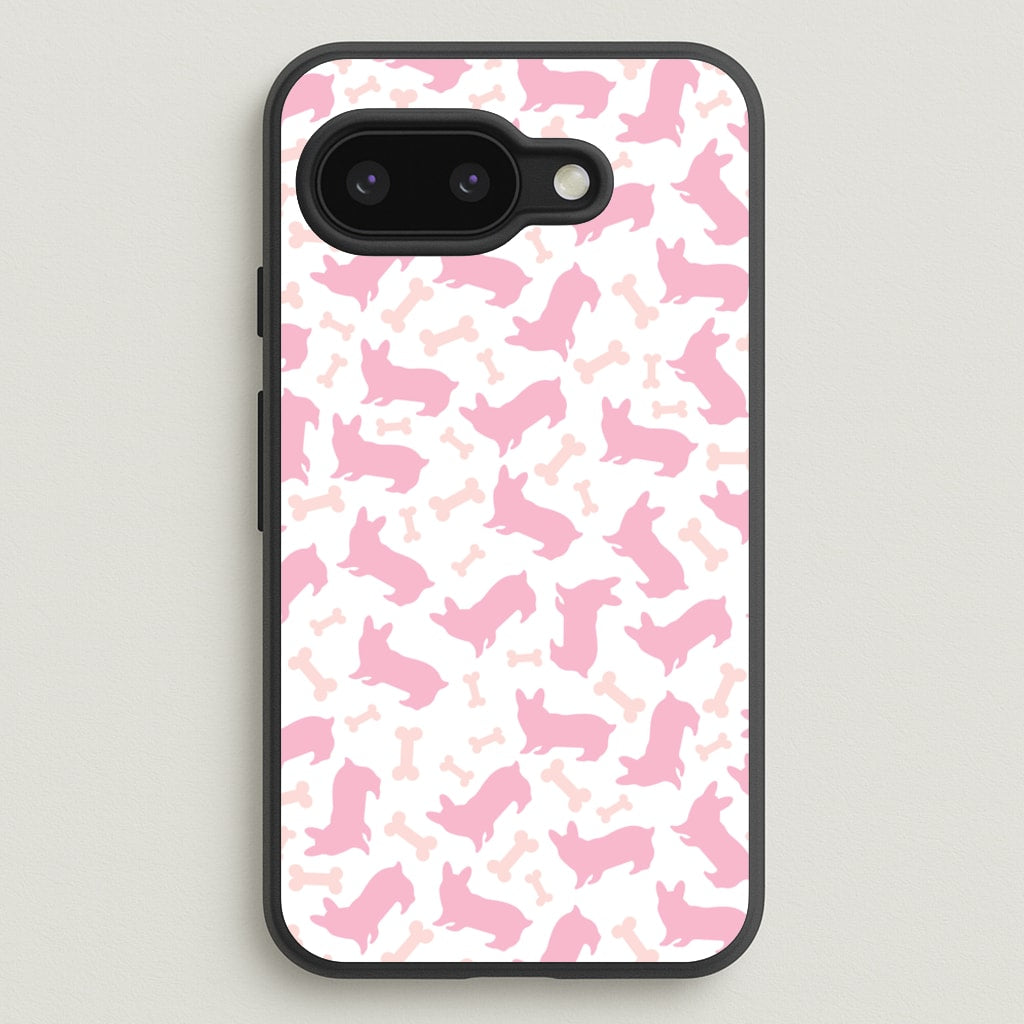 Pink Corgi Silhouette Pattern - Dog Patterns Phone Case for Google Pixel 9a