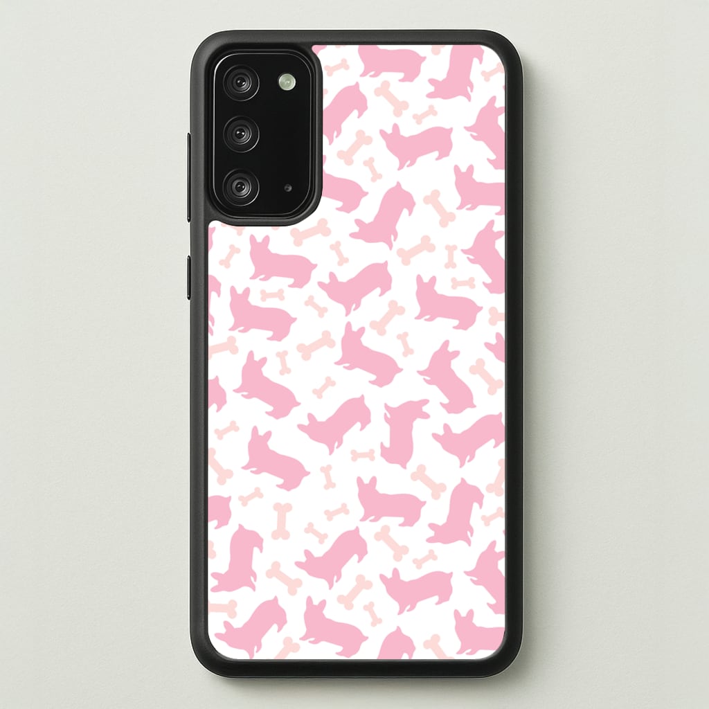 Pink Corgi Silhouette Pattern - Dog Patterns Phone Case for Galaxy Note 20