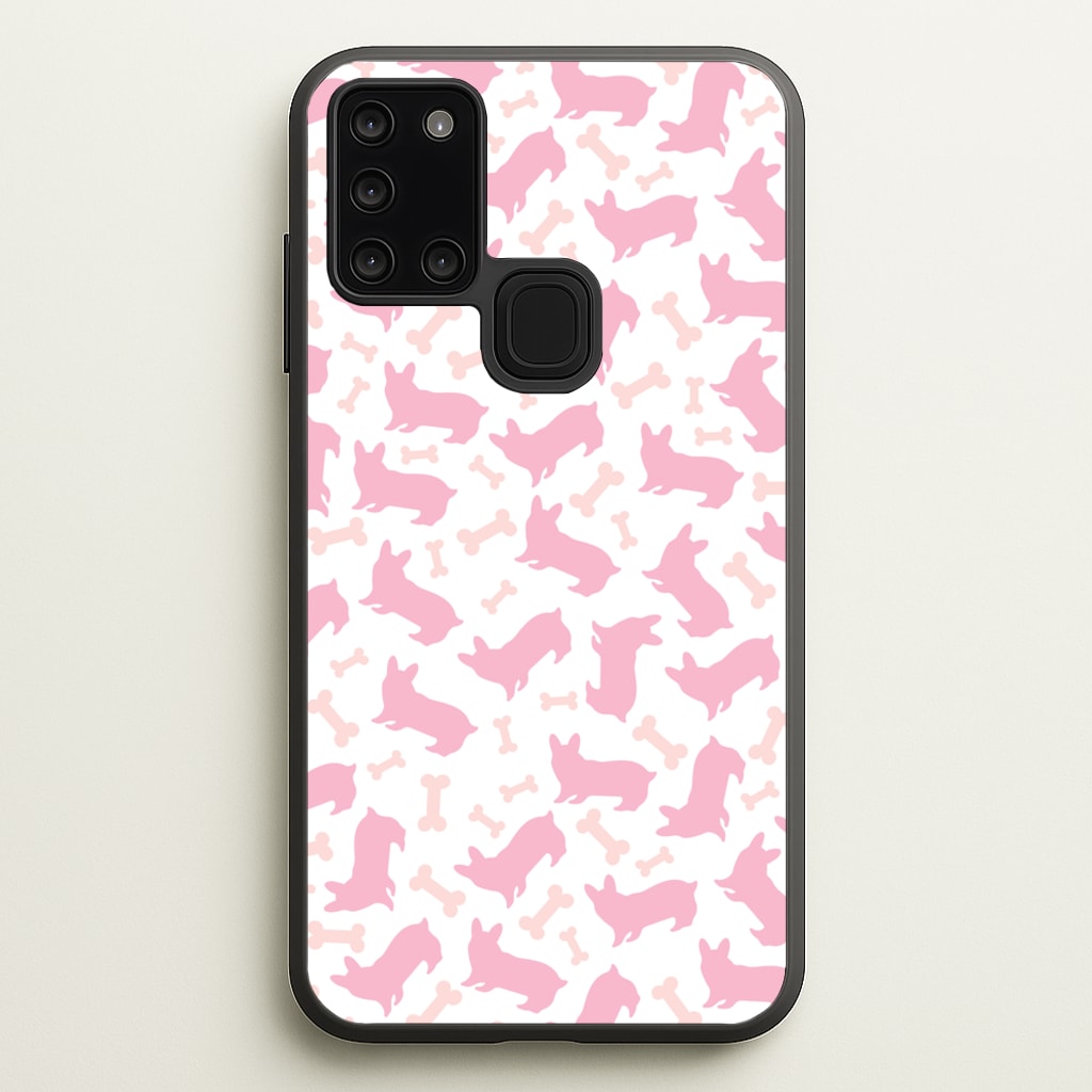 Pink Corgi Silhouette Pattern - Dog Patterns Phone Case for Galaxy A21s