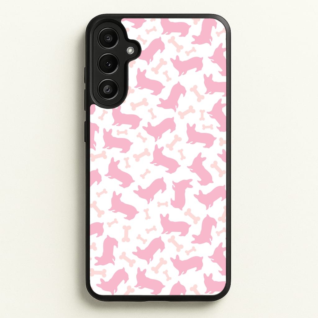 Pink Corgi Silhouette Pattern - Dog Patterns Phone Case for Galaxy A34