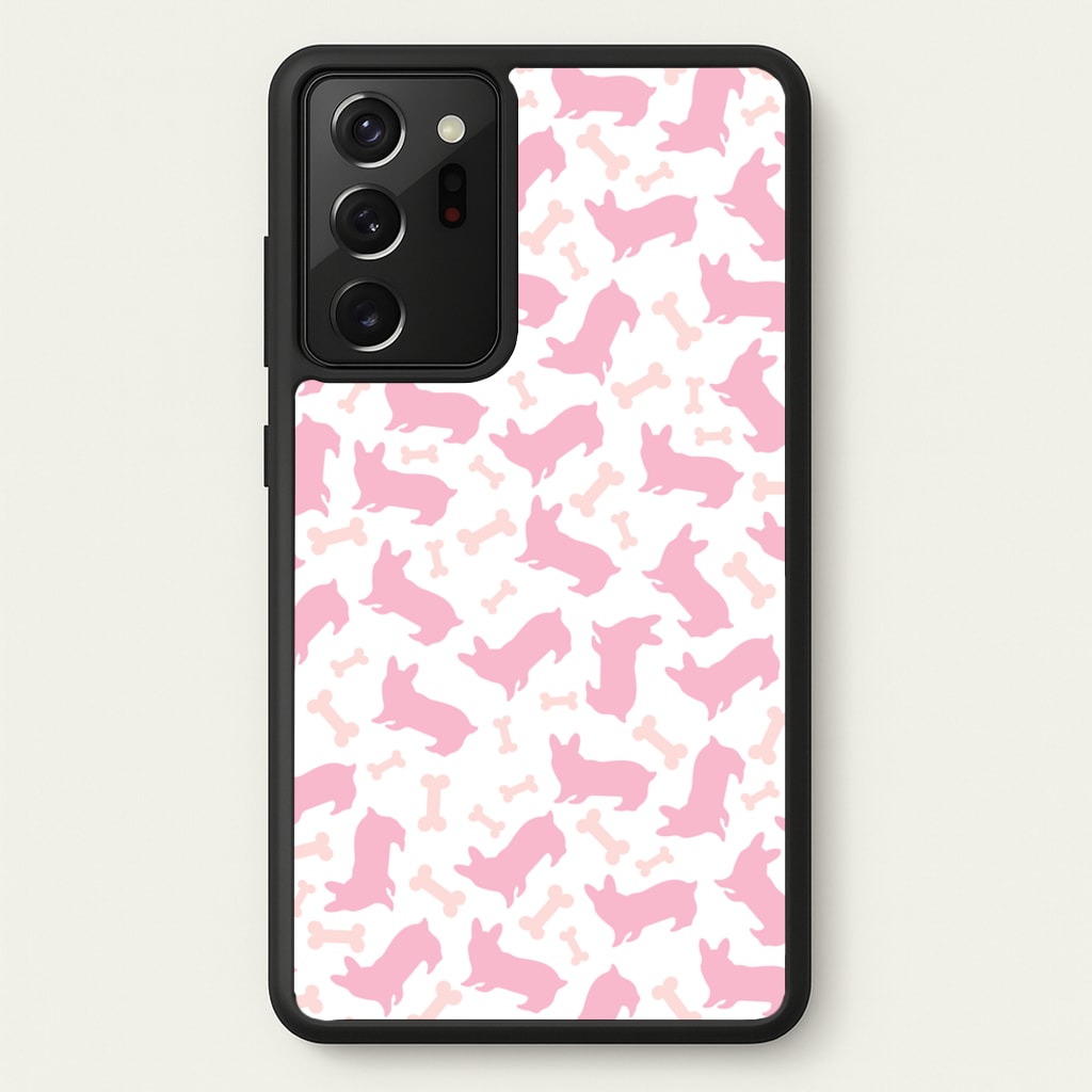 Pink Corgi Silhouette Pattern - Dog Patterns Phone Case for Galaxy Note 20 Ultra