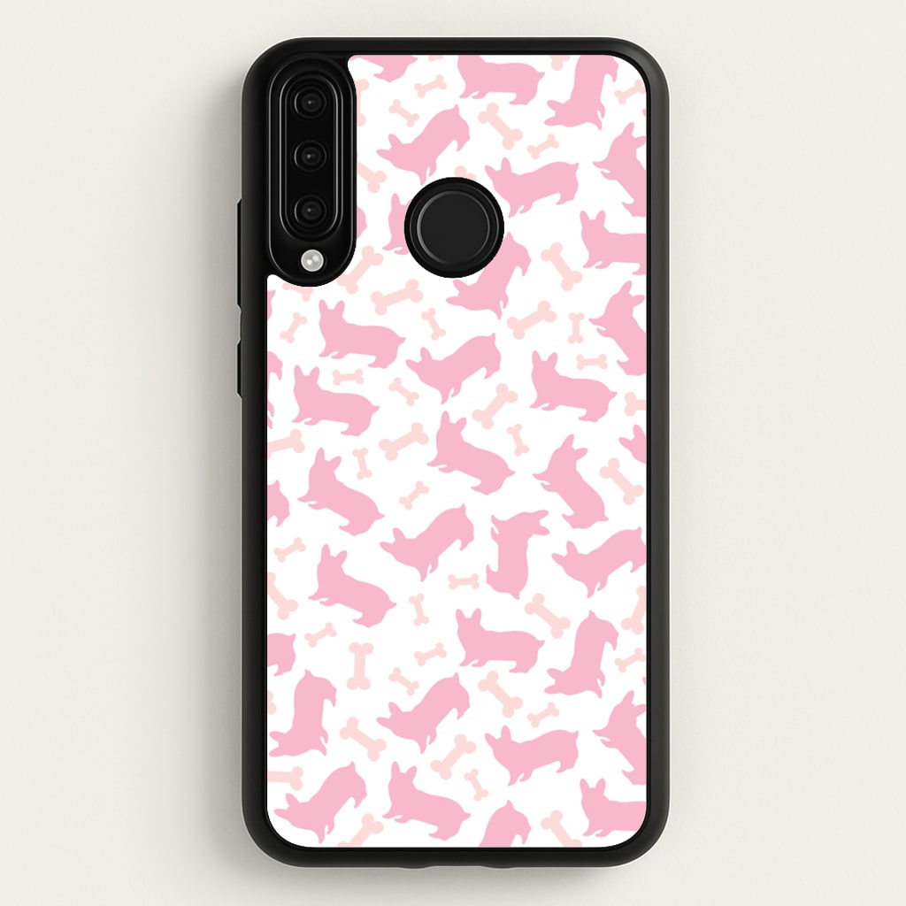 Pink Corgi Silhouette Pattern - Dog Patterns Phone Case for Huawei P30 Lite