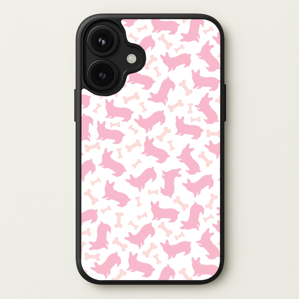 Pink Corgi Silhouette Pattern Phone Case for iPhone 17