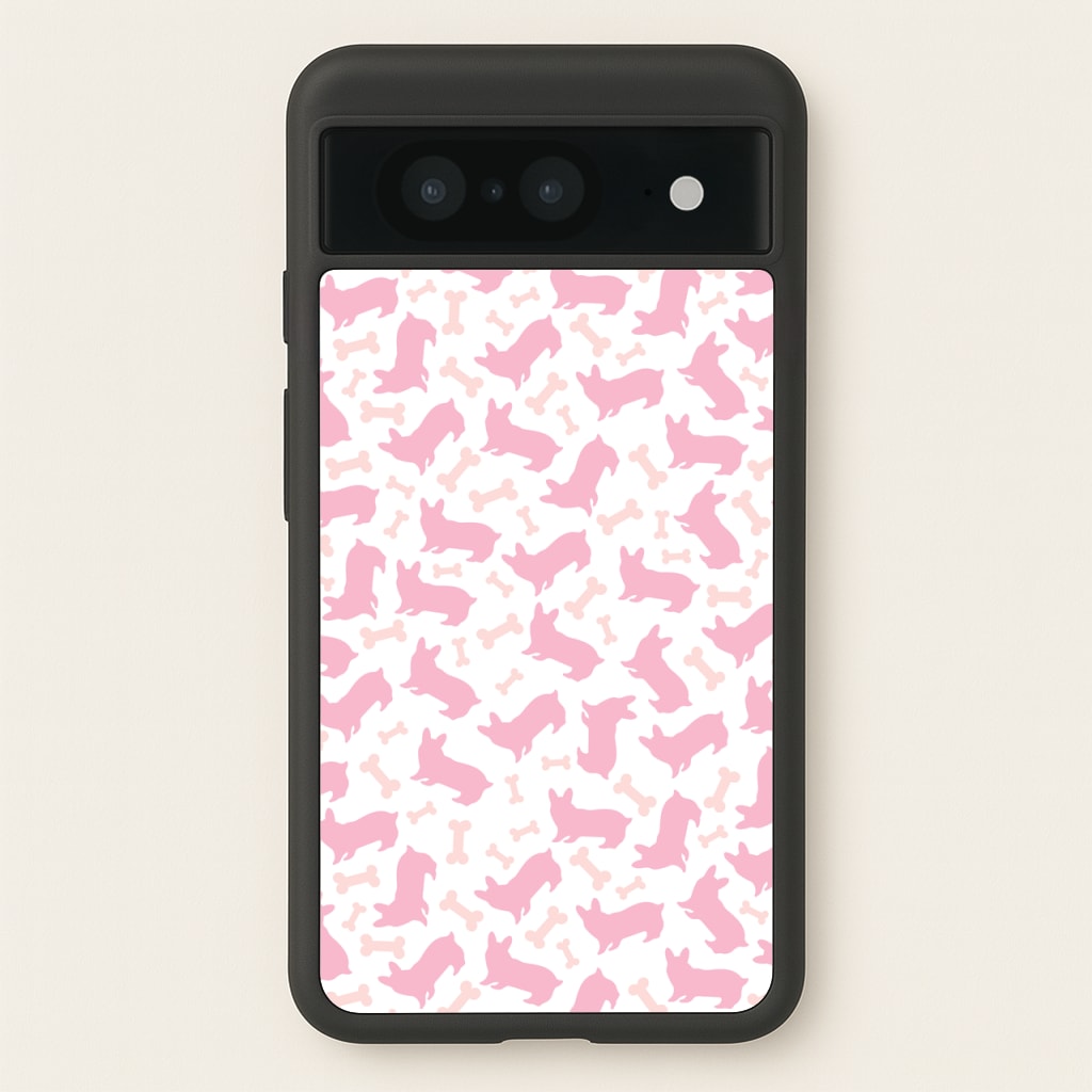 Pink Corgi Silhouette Pattern - Dog Patterns Phone Case for Google Pixel 8