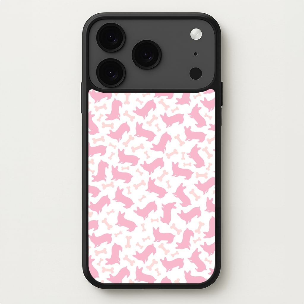 Pink Corgi Silhouette Pattern Phone Case for iPhone 17 Pro